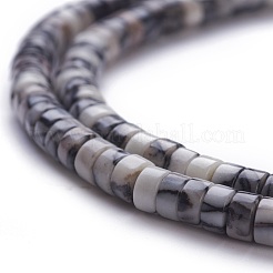 天然石ブラックシルクストーン/ネットストーンビーズ連売り  ヒシビーズ  フラットラウンド/ディスク  4~4.5x2.5mm  穴：0.7mm  約167個/連  15.43インチ（39.2cm）&nbsp;G-H230-32