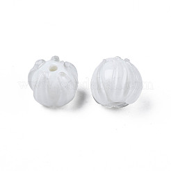 手作りランプワークビーズ  花  ホワイト  10~11x11.5~12.5mm  穴：1.2mm&nbsp;LAMP-T016-11M
