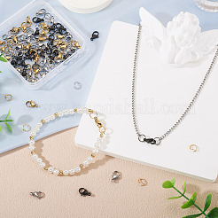 304ステンレススチール製ロブスタークロウ留め金60個  60個のオープン丸カン付き  ミックスカラー  11.8~12.1x7x3.5mm  穴：1.6mm&nbsp;STAS-TA0001-46B