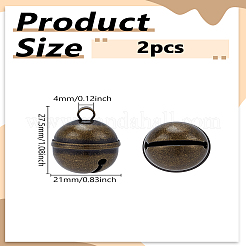 真鍮ベルペンダント2個  鐘  アンティークブロンズ  27.5x21mm  穴：4mm&nbsp;KK-LP0004-23