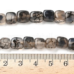 天然石ドラゴンアゲート瑪瑙ビーズ連売り  染め＆加熱  キューブ  ブラック  7~8x7~8x7~8mm  穴：0.9mm  約56個/連  14.57''（37センチメートル）&nbsp;G-G177-E19-01
