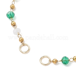 Handmade 304 Stainless Steel and Faceted Rondelle Glass Beaded Chain Bracelet Making&nbsp;AJEW-JB01476-01