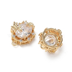 Brass Micro Pave Cubic Zirconia Connector Charms&nbsp;KK-P355-12G-01