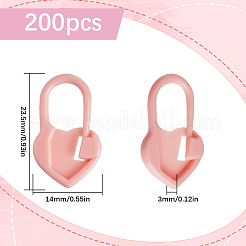 プラスチック編み物ツール200個  かぎ針編みロッキングステッチマーカーホルダー  ハート  ピンク  2.35x1.4x0.3cm&nbsp;FIND-SP0003-12B