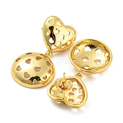 Hollow Heart Brass Dangle Stud Earrings&nbsp;EJEW-Q785-15G