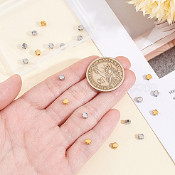 40個2色304ステンレススチールビーズ  クロス  本金メッキ&ステンレススチールカラー  4x4x2.5mm  穴：1.4mm&nbsp;STAS-BBC0011-15