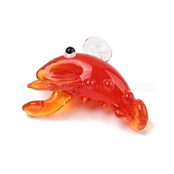 手作りランプワークペンダント  ロブスター  レッド  25~34x14~18x15~17mm  穴：2~4mm&nbsp;LAMP-L075-084
