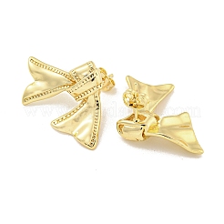 Bowknot Rack Plated Brass Stud Earrings for Women&nbsp;EJEW-Z051-07G
