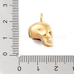 レトロな304ステンレススチールペンダント  スカルチャーム  ゴールドカラー  20.5x9.5x13.5mm  穴：3mm&nbsp;STAS-I205-05G