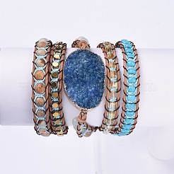 Five Loops Leather Warp Bracelets&nbsp;BJEW-F395-A