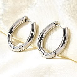 201 ステンレススチールフープピアス  304ステンレスピン付き  オーバル  ステンレス鋼色  24.5x21x4mm&nbsp;EJEW-Q026-12P-B