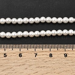 電気めっきシェルパールビーズ連売り  ラウンド  ホワイト  4mm  穴：1mm  約106個/連  15.94''（40.5センチメートル）&nbsp;X-BSHE-K017-4mm