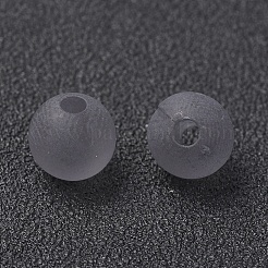 透明なアクリルビーズ  ラウンド  艶消し  グレー  10mm  穴：2mm&nbsp;X-PL705-C62