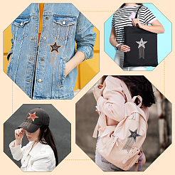 5Pcs 5 Colors Star Resin Rhinestone PET Plastic Sequin Iron on/Sew on Patches&nbsp;PATC-HY0001-90