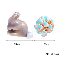 Zinc Alloy Elegant Rabbit Flower Stud Earrings for Women&nbsp;OS7109-1