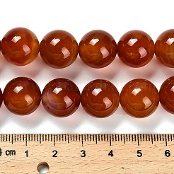 染めの天然カーネリアンビーズ連売り  ラウンド  暗赤色  14mm  穴：1.2~1.4mm  約28個/連  15.16''（38.5センチメートル）&nbsp;G-G203-10N-14mm