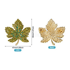 Autumn Maple Leaf Light Gold Alloy Rhinestone Brooch Pins&nbsp;JEWB-TADJ0001-01B