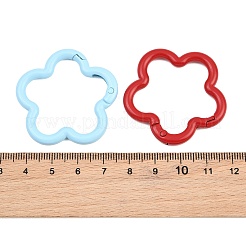 スプレー塗装された合金スプリングゲートリング  花  ミックスカラー  40x41x4.5mm&nbsp;AL-CBAA02B-03