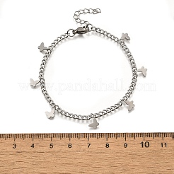304ステンレススチール製バタフライブレスレット  女性用カーブチェーンブレスレット  ステンレス鋼色  長さ6-3/4インチ(17.2cm)+32mmエクステンダー&nbsp;BJEW-R021-06P