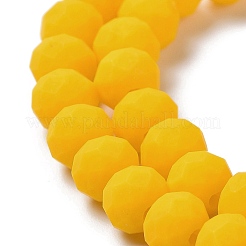 ガラスビーズ連売り  多面カット  艶消し  ロンデル  ゴールド  6x4.5mm  穴：1mm  約86個/連  16.14''（41センチメートル）&nbsp;X1-EGLA-A034-P6mm-MD04
