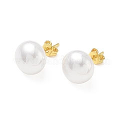 Brass & ABS Plastic Imitation Pearl Stud Earrings for Women&nbsp;PL-CBA760A-14A-G01