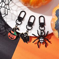 3個 3スタイル ハロウィン合金エナメル ゴースト/スパイダー/カボチャ パンダントデコレーション  バッグ飾り用の回転留め具チャーム  ミックスカラー  59~67mm  1個/スタイル&nbsp;HJEW-JM01943