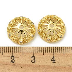 Rack Plating Brass Micro Pave Clear Cubic Zirconia Bead Caps&nbsp;KK-K386-13G