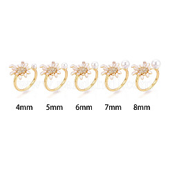Flower Brass Micro Pave Clear Cubic Zirconia & Enamel Cuff Rings Setting&nbsp;KK-T079-47G