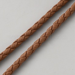 編み込み丸型ソフトPU合成皮革コード  衣服アクセサリー用のウェビングストラップ  シエナ  3.5mm&nbsp;OCOR-WH20007-370C