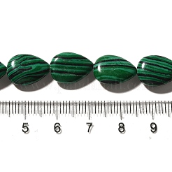 合成マラカイトビーズ連売り  ティアドロップ  13.5~14x10~10.5x5mm  穴：1mm  約27~28個/連  37.3~38.3cm&nbsp;G-I377-A05