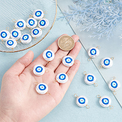 20Pcs 3D Printed Evil Eye ABS Plastic Imitation Pearl Connector Charms&nbsp;KY-AR0001-11