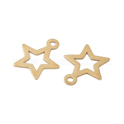 304ステンレススチールチャーム  星のチャーム  ゴールドカラー  11.5x10x0.3mm  穴：1.2mm&nbsp;STAS-K306-06B-G