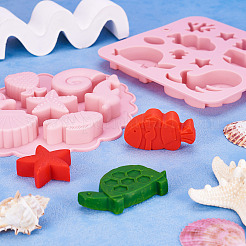 2Pcs 2 Styles Sea Animal Food Grade Silicone Molds&nbsp;SIL-TA0002-16