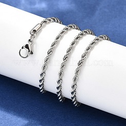 変色しない304ステンレススチールロープチェーンネックレス  ステンレス鋼色  17.7インチ（45cm）  2.3mm&nbsp;X-STAS-M174-014P-B