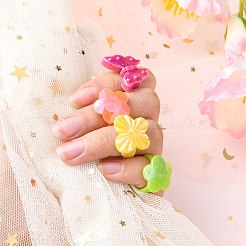 バレンタインデーのギフトの子供のアクリルリング  ABカラー  混合スタイル  ミックスカラー  14~15mm&nbsp;RJEW-S618-M