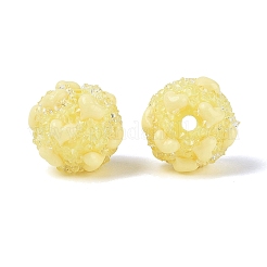 不透明アクリルと透明樹脂のラインストーンビーズ  ハート柄とrondelle  きいろ  16.5~17.5x15mm  穴：2.3mm&nbsp;SACR-Q005-02A-05