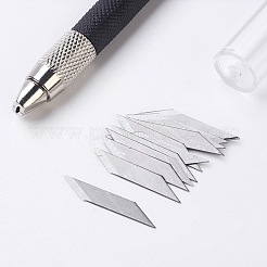 スペアブレード12個  木彫りツール  工芸彫刻彫刻ユーティリティナイフ  紙の金属フィルムを切断するためのハンドツール  ステンレス鋼色  140x9mm  24x4mm&nbsp;X-TOOL-L004-02P
