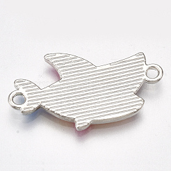 印刷された合金リンクコネクター  エナメル  鮫  プラチナ  ミックスカラー  16x28.5x1.5mm  穴：1.8mm&nbsp;X-PALLOY-S118-20