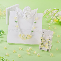 38個のガラスチャーム  花  プラチナトーンの真鍮ループとグリッターパウダー付き  グラデーションカラー  きいろ  10.5x11mm  穴：2mm&nbsp;GLAA-TADJ0001-19B
