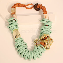 Acrylic and CCB Plastic Ring Beaded Waxed Cord Necklaces for Women&nbsp;FS-WG50C40-01