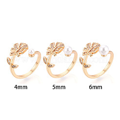 Tropical Leaf Shape Brass Micro Pave Clear Cubic Zirconia Cup Peg Ring Settings&nbsp;KK-T076-12G