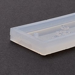DIYブックマークシリコンモールド  レジン型  UVレジン用  エポキシ樹脂ジュエリー作り  150x33x7つの葉クローバーを持つ長方形  ホワイト  2.5mm  穴：140x26mm  内径：[1]mm&nbsp;DIY-C045-06