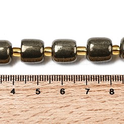 天然石パイライトビーズ連売り  シードビーズで  コラム  10~11x10~10.5mm  穴：1.2mm  約15個/連  8.07''~8.27（20.5~21センチメートル）&nbsp;G-Z131-D01-03
