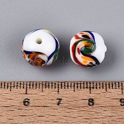 手作りランプワークビーズ  ラウンド  ホワイト  11.5~12.5mm  穴：1~1.8mm&nbsp;LAMP-Q039-05H