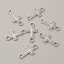 チベットスタイルの合金コネクタチャーム  クロス  宗教  アンティークシルバー  23x11x1mm  穴：3mm&nbsp;FIND-CJC0007-42K