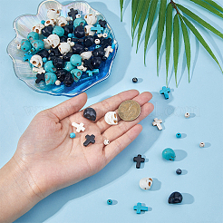 180Pcs 9 Styles Synthetic Turquoise Dyed Beads&nbsp;G-FI0001-21