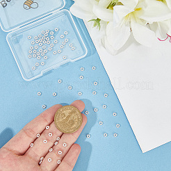 304ステンレススチールスペーサービーズ80個  花  粒状ビーズ  ステンレス鋼色  4x1.2mm  穴：1mm&nbsp;STAS-BBC0008-27C-P