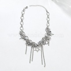 Alloy Crystal Rhinestone Star Tassel Pendant Necklaces for Women&nbsp;WGFF380-01