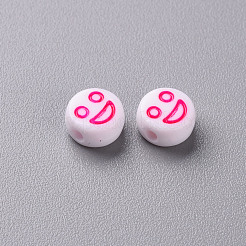 白い不透明なアクリルビーズ  表現がフラットなラウンド  ミックスカラー  7x4mm  穴：1.6mm&nbsp;X-MACR-N008-42-A