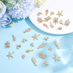 56Pcs 7 Styles Brass Pendants&nbsp;KK-BBC0028-12